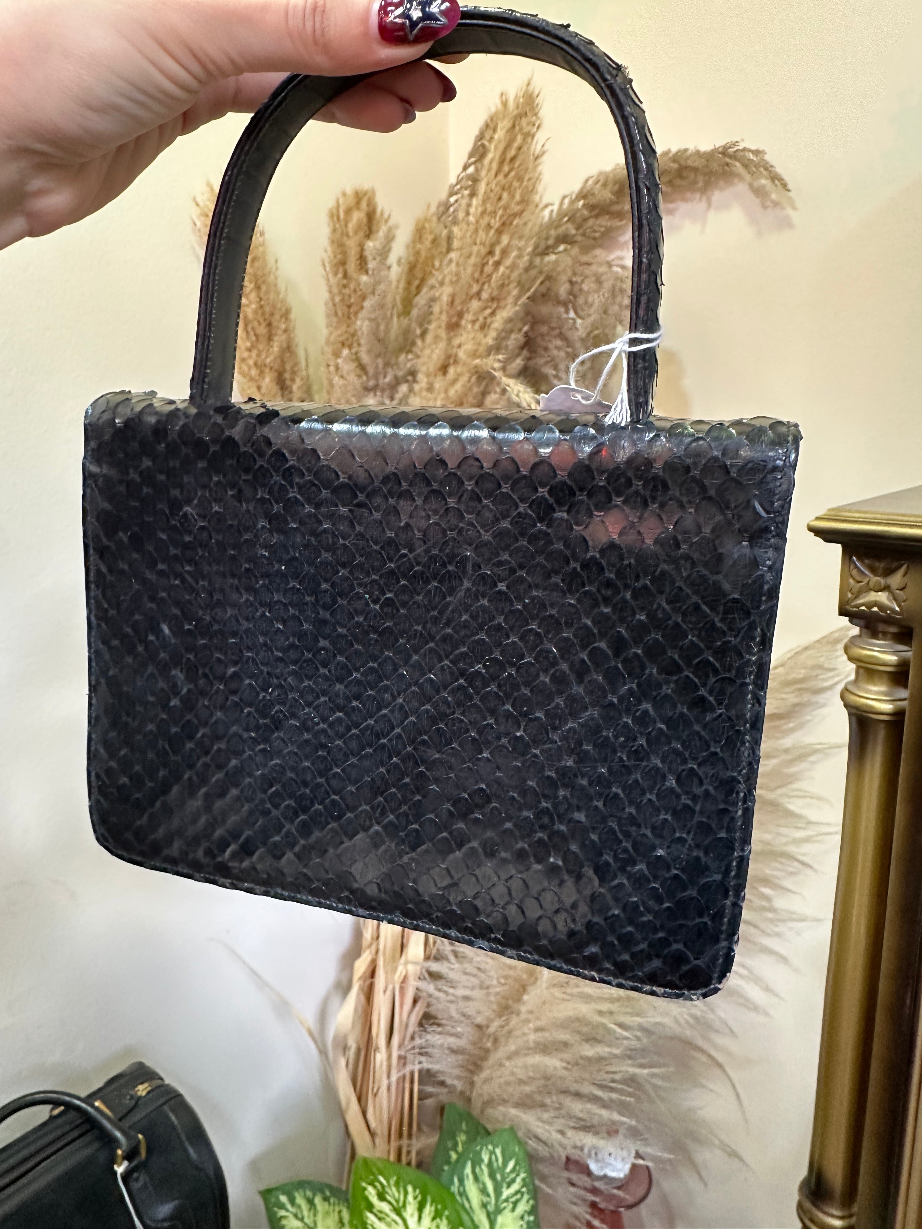 Vintage reptile leather mini handbag