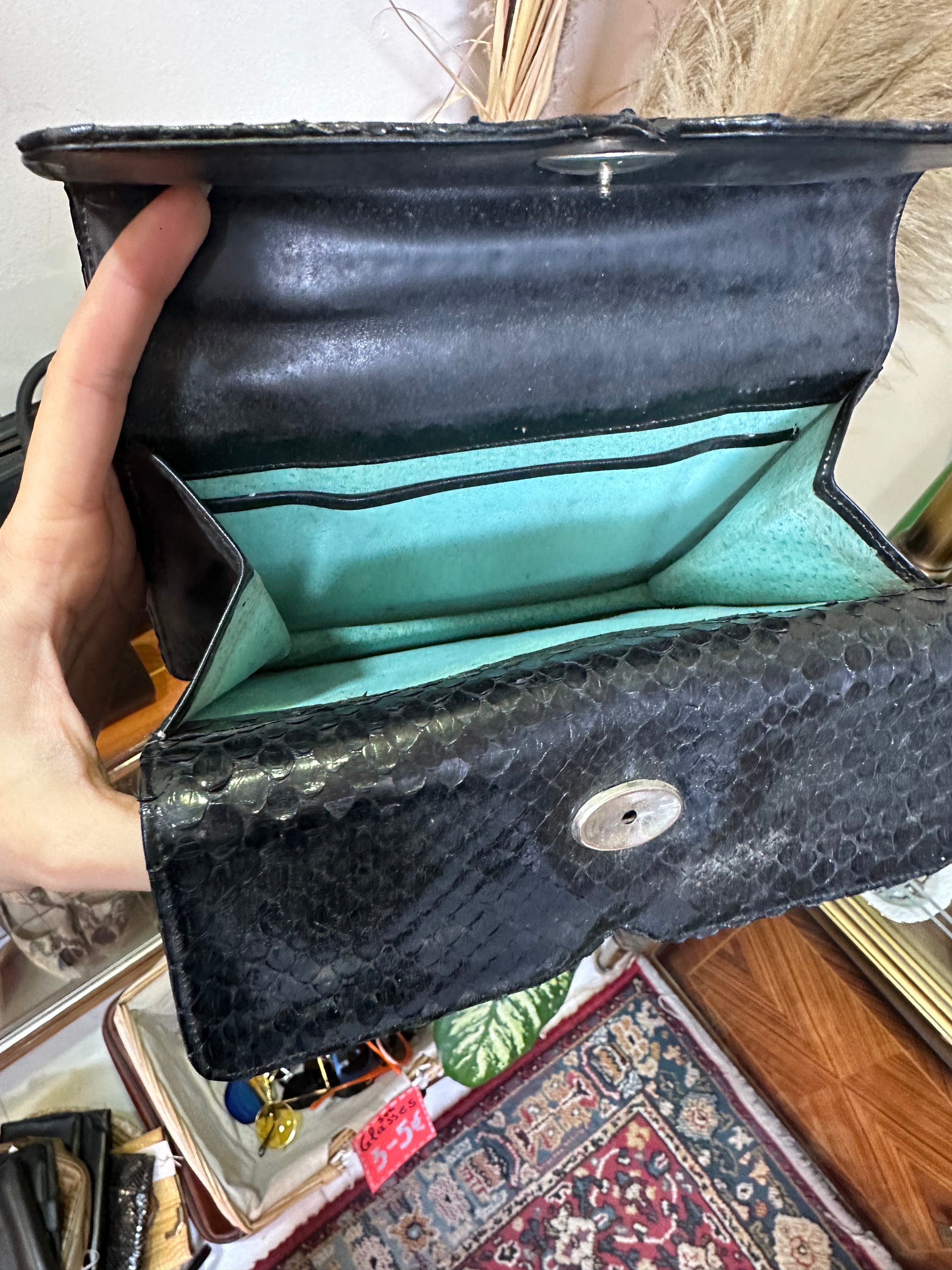 Vintage reptile leather mini handbag