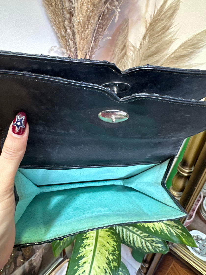 Vintage reptile leather mini handbag