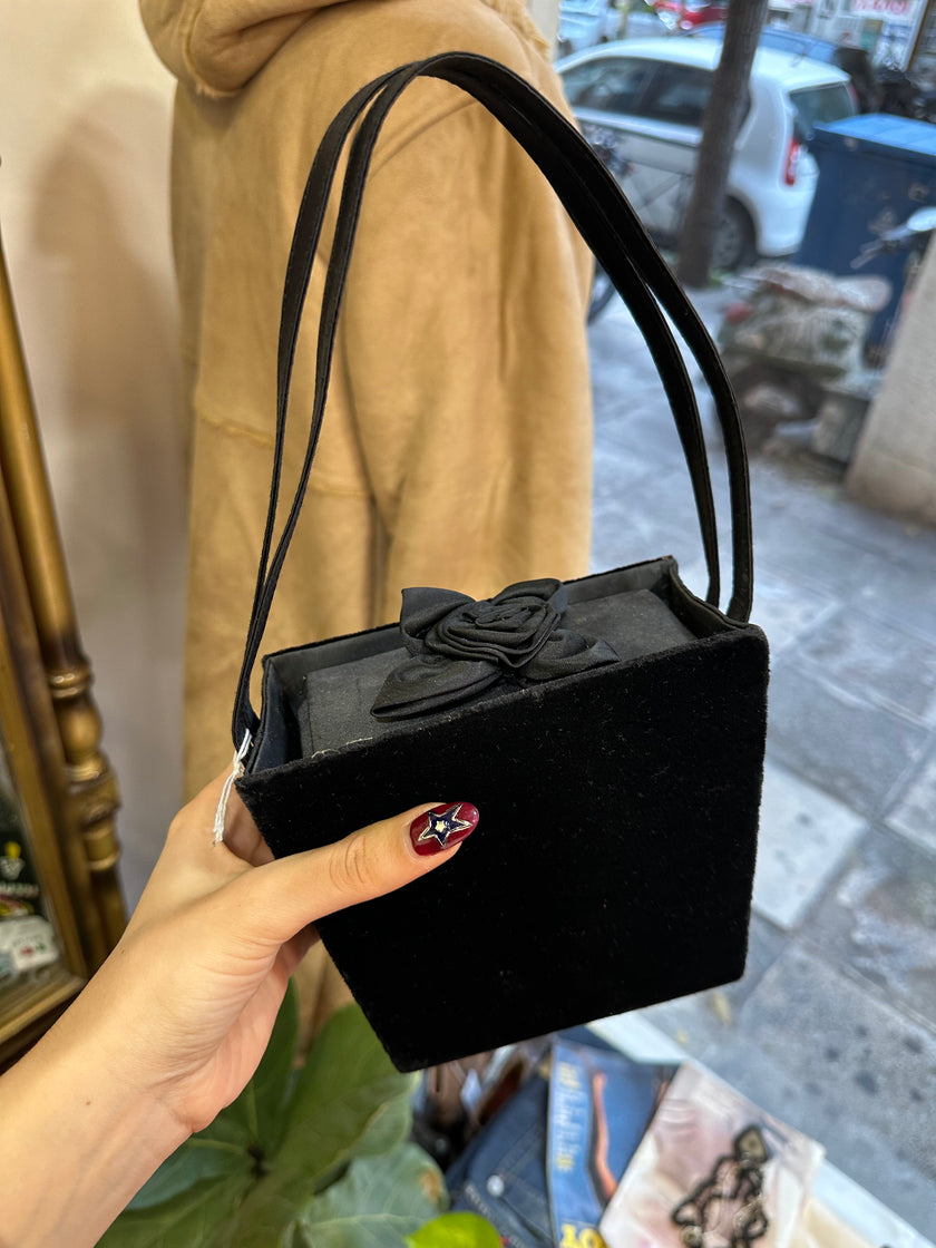 Super cute velvet structured mini handbag with cross body strap