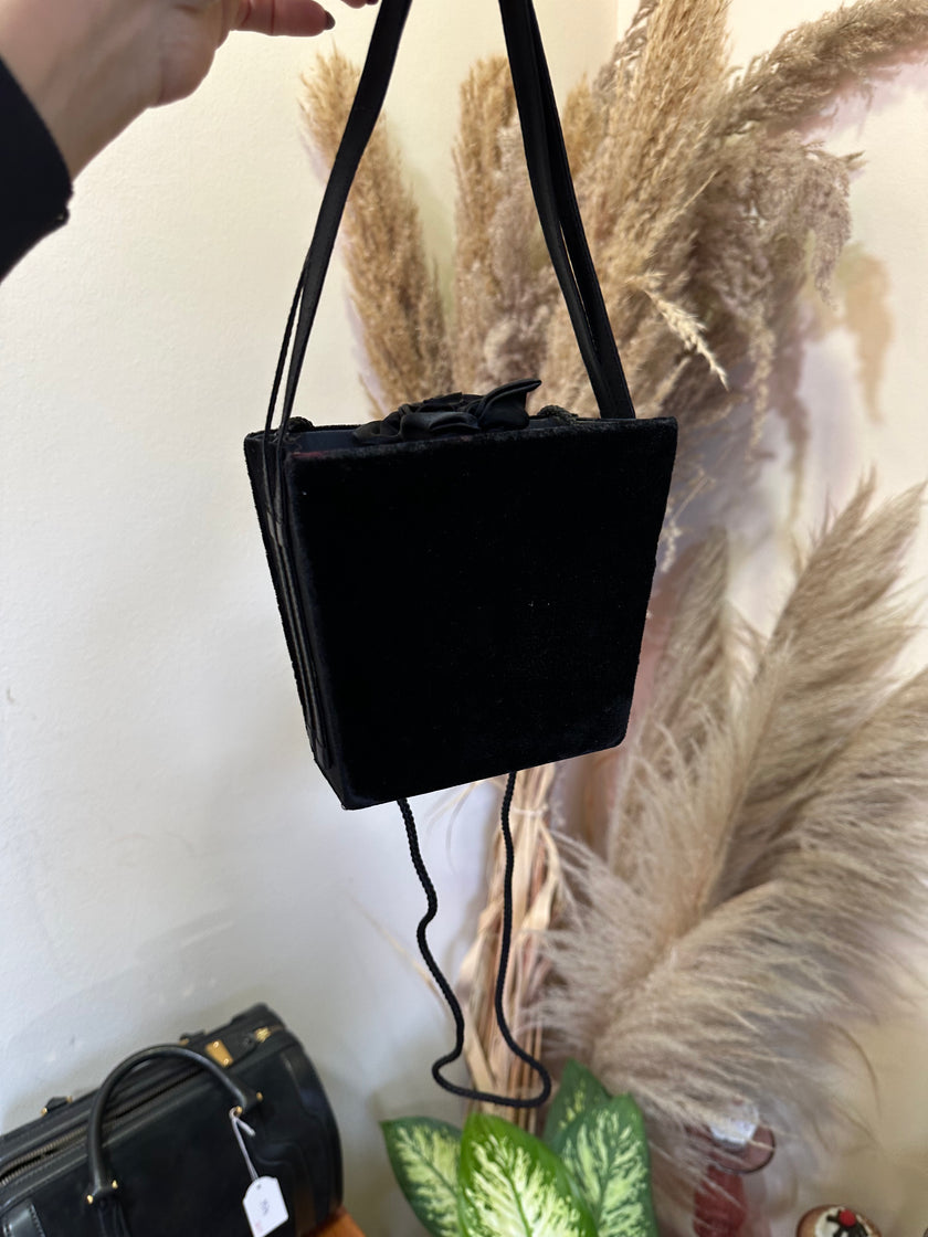 Super cute velvet structured mini handbag with cross body strap