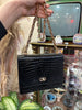 Vintage Black Croc-Embossed Leather Shoulder Bag with Gold Chain