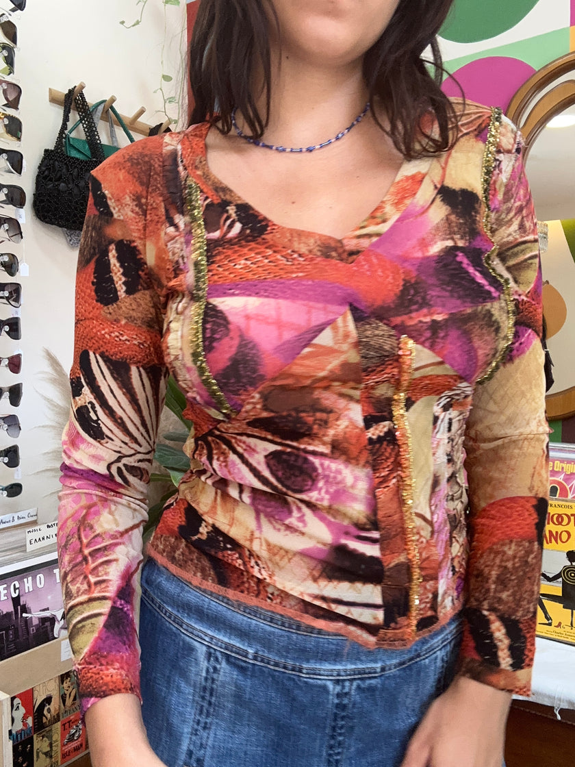 Super hot Y2K mesh long sleeve top (M/L)