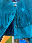 Vintage western style genuine suede jacket with fringe