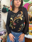 New Sensation vintage mesh sequin long sleeve top (M/L)