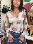 KOOKAI stunning floral longsleeve top (S/M)