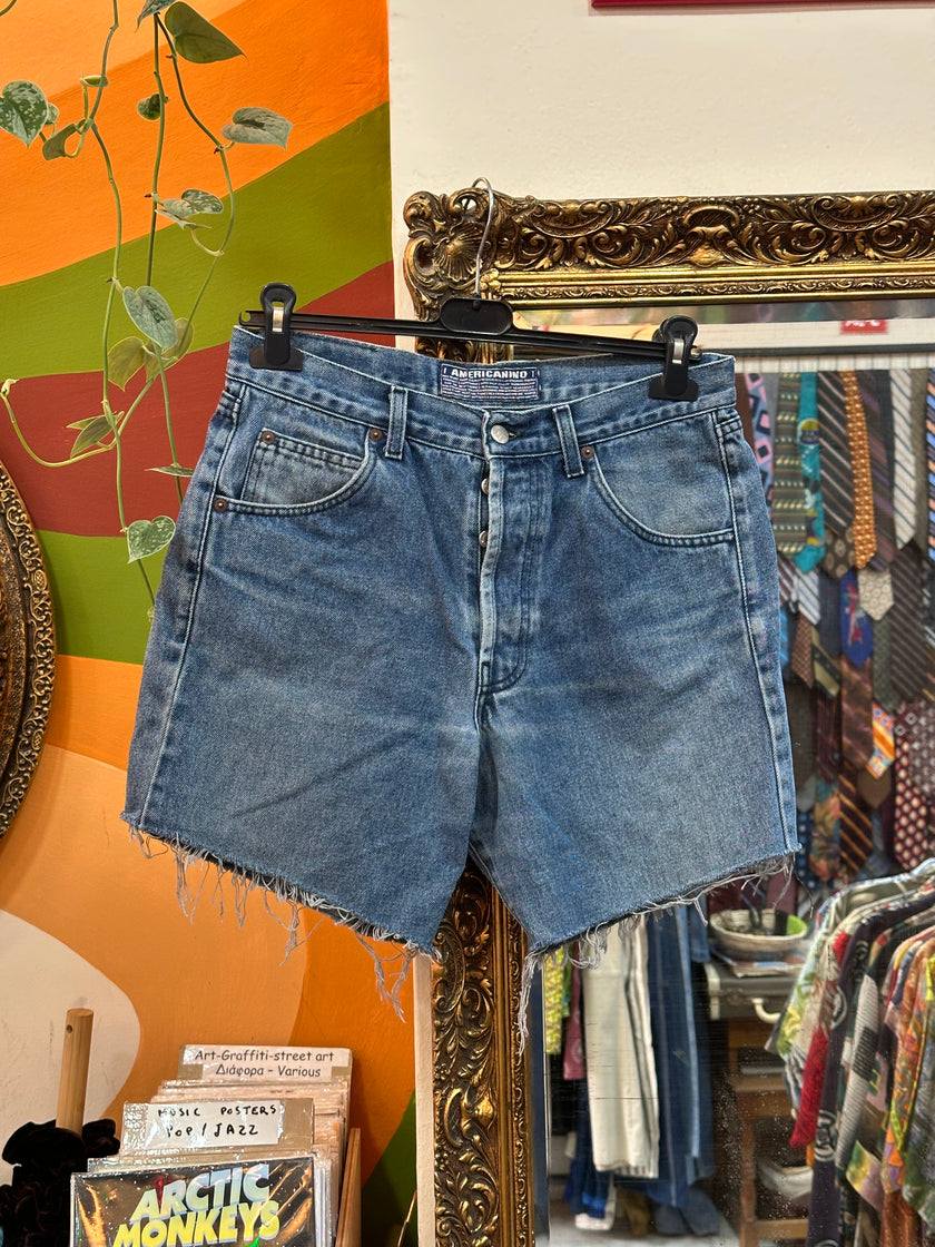 AMERICANINO dark wash high waisted shorts (W32)
