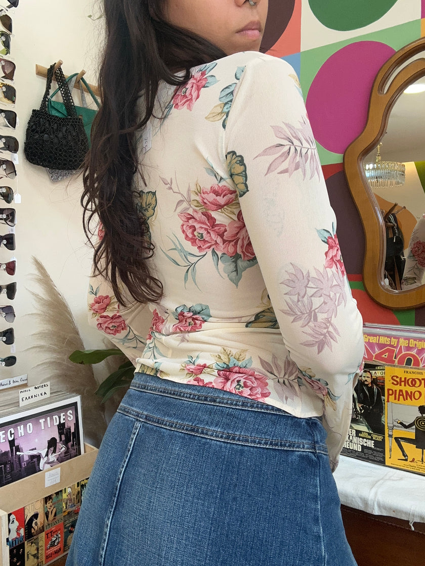 KOOKAI stunning floral longsleeve top (S/M)