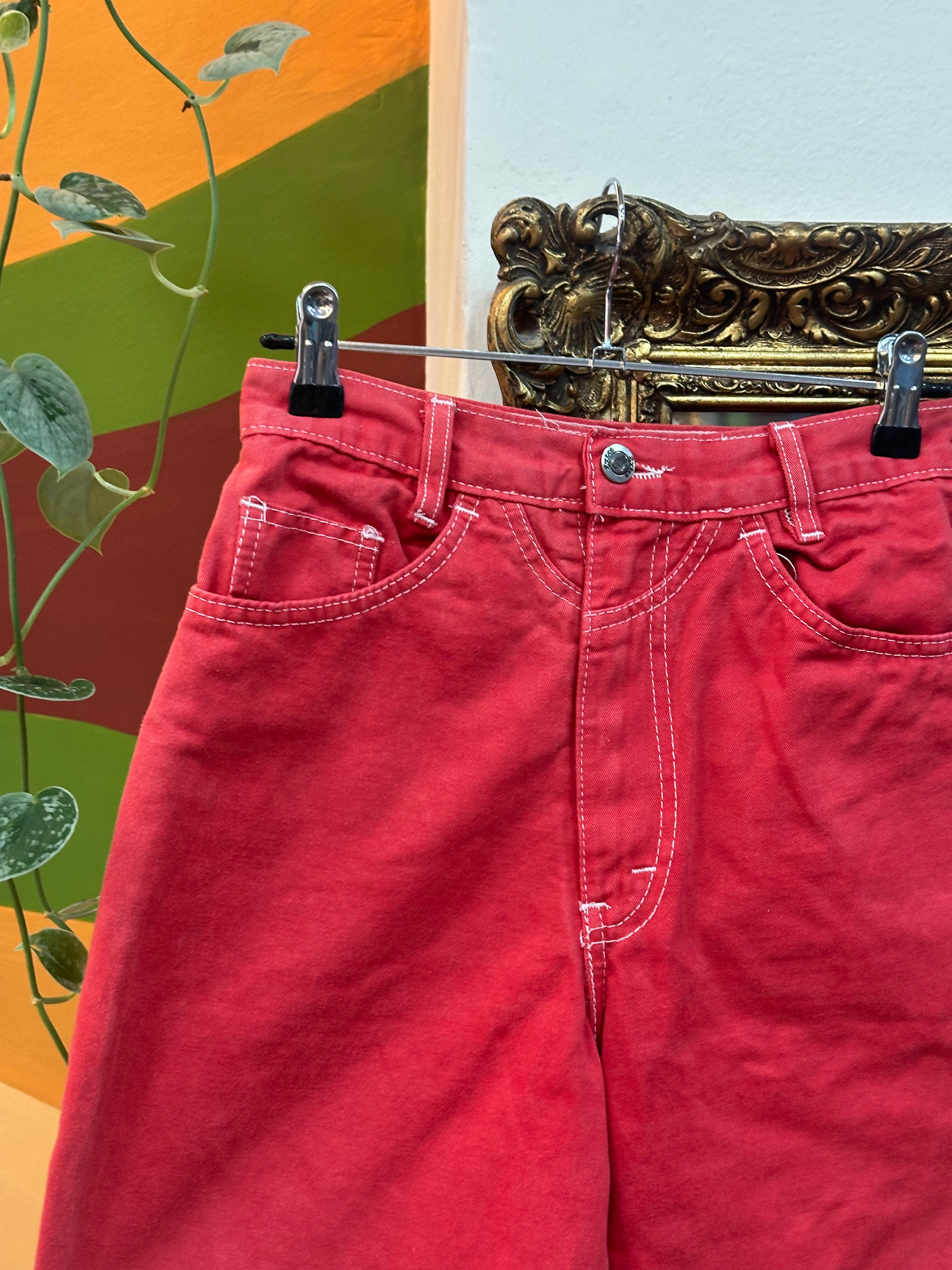 Vintage red high waisted denim shorts (XS)