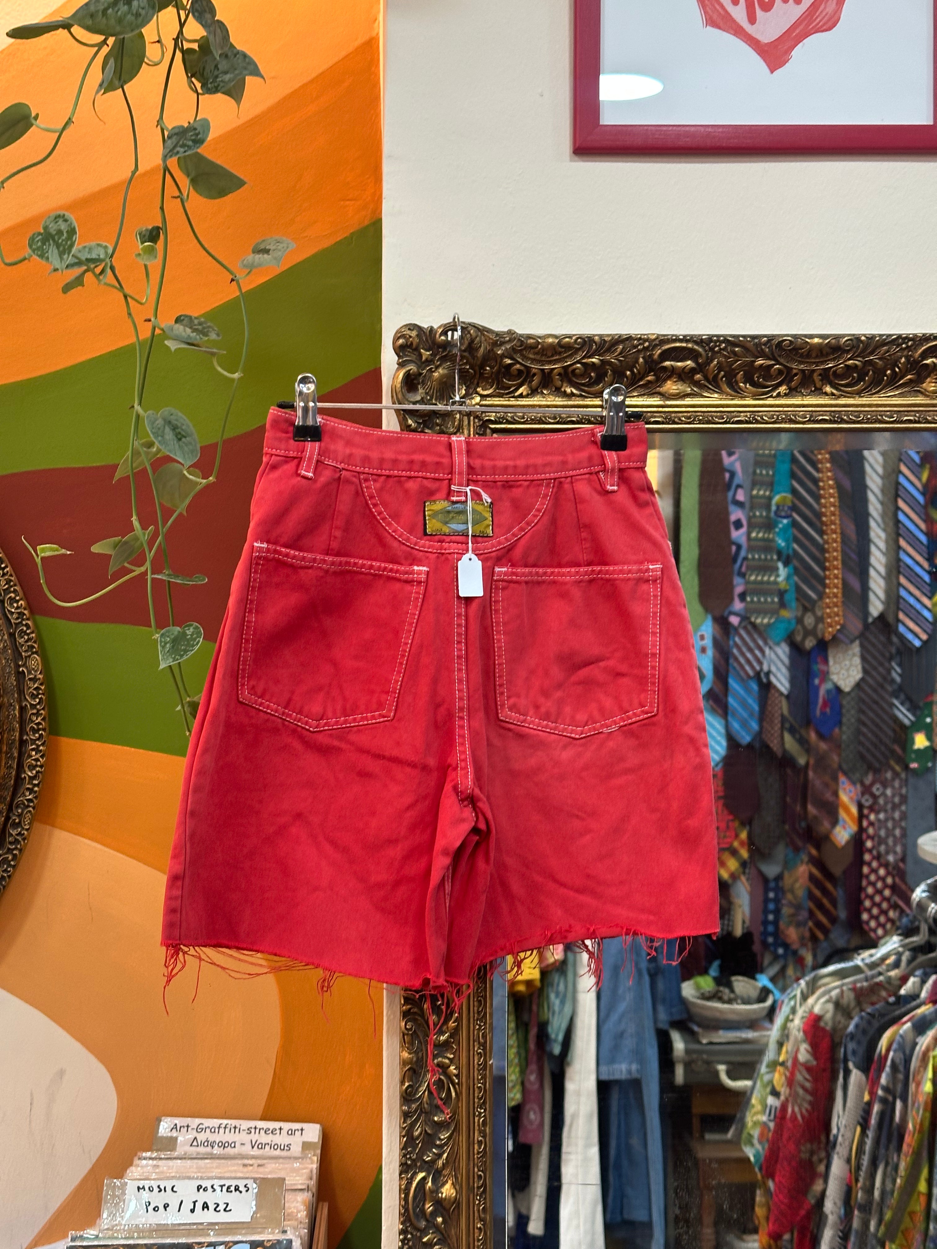 Vintage red high waisted denim shorts (XS)
