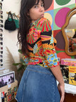 Carla carini Y2K style graphic 3/4 sleeve top (S/M)