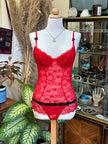 Super hot red lacy backless lingerie body