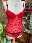 Super hot red lacy backless lingerie body