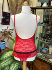 Super hot red lacy backless lingerie body