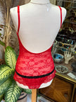 Super hot red lacy backless lingerie body