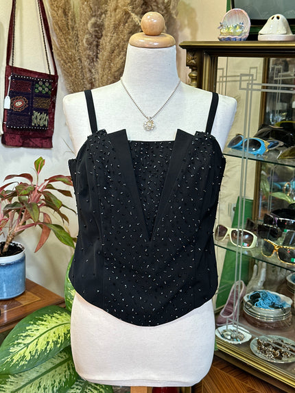 Italian vintage corset top with beaded details (L)