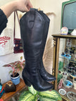 Black Leather Knee-High Boots with Block Heel (Made in Italy) (36)