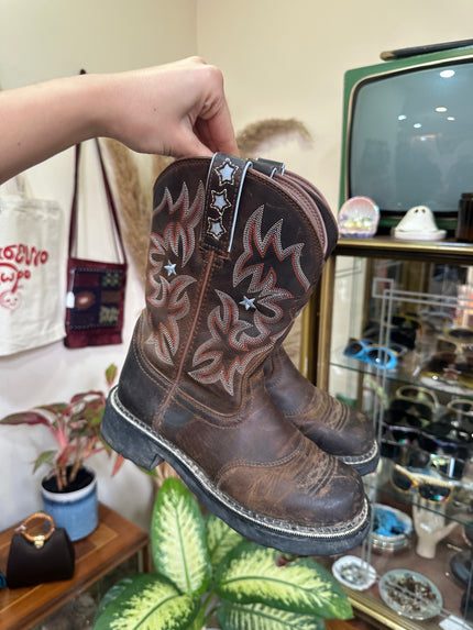 Ariat Brown Leather Western Cowboy Boots with Star Stitching (36,5)