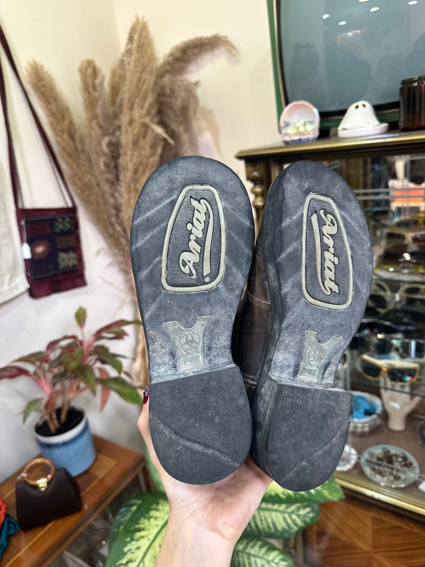 Ariat Brown Leather Western Cowboy Boots with Star Stitching (36,5)