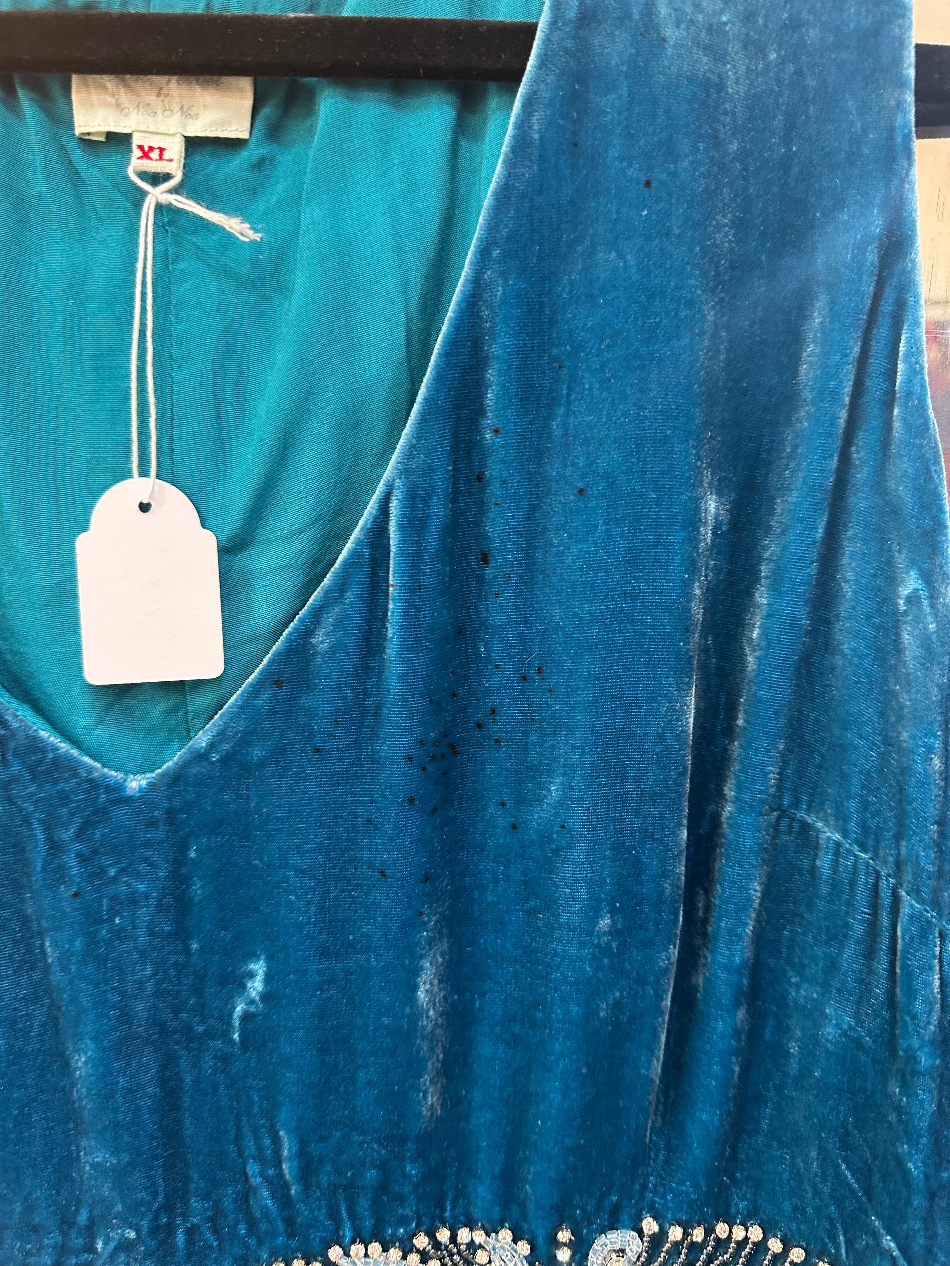 Vintage silk velvet top with bead detailing