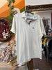 Burberry's woman's beige pique cotton embossed logo polo shirt (XL)