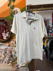 Burberry's woman's beige pique cotton embossed logo polo shirt (XL)