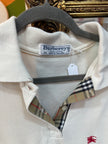 Burberry's woman's beige pique cotton embossed logo polo shirt (XL)