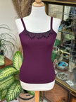 Plum Knit Camisole with Beaded Fringe Detail