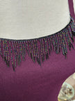 Plum Knit Camisole with Beaded Fringe Detail