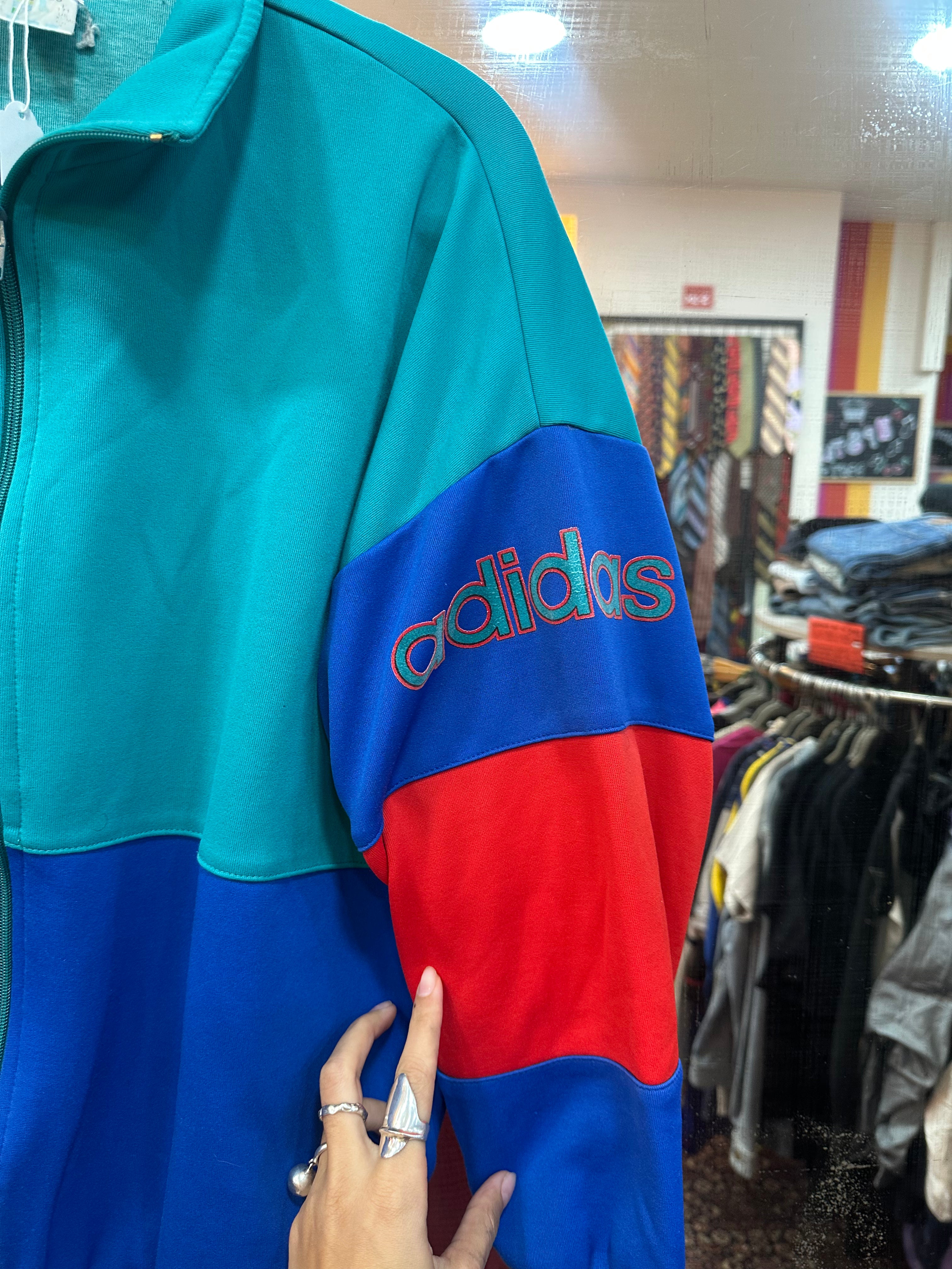 Vintage Adidas multi coloured track jacket (XS)