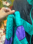 Vintage funky multicolor track jacket with detachable sleeves (L)