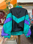 Vintage funky multicolor track jacket with detachable sleeves (L)