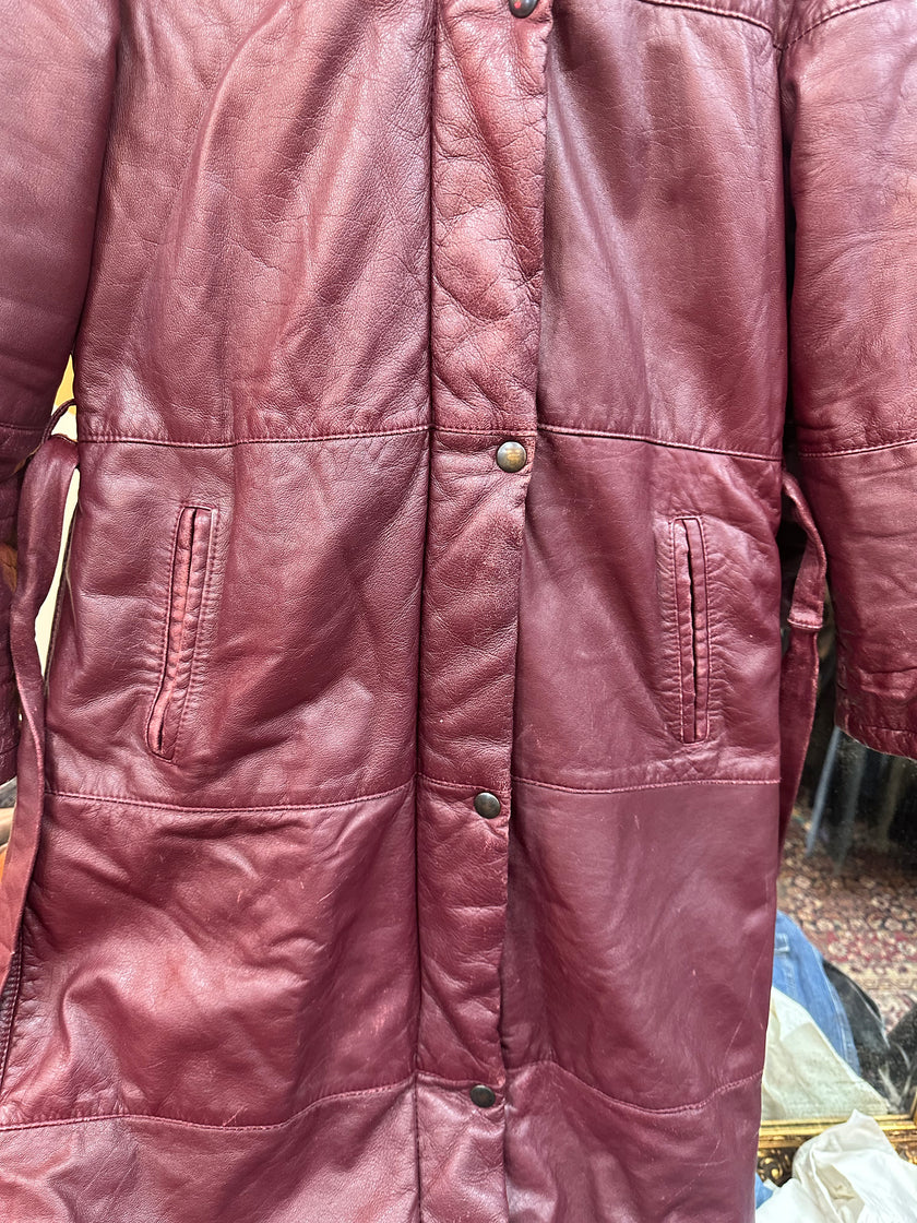 Vintage burgundy genuine leather jacket (L)