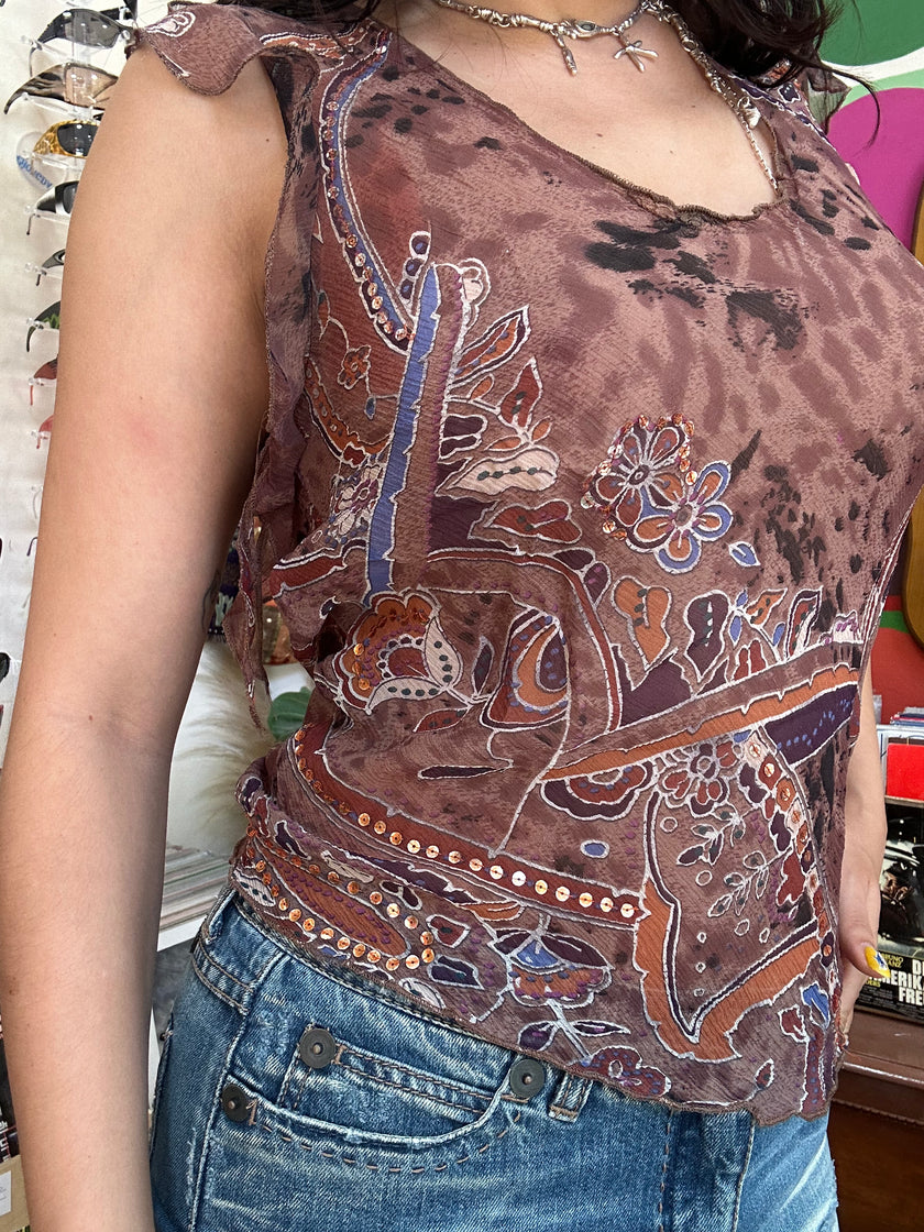 Vintage 100% silk see-through top (M/L)