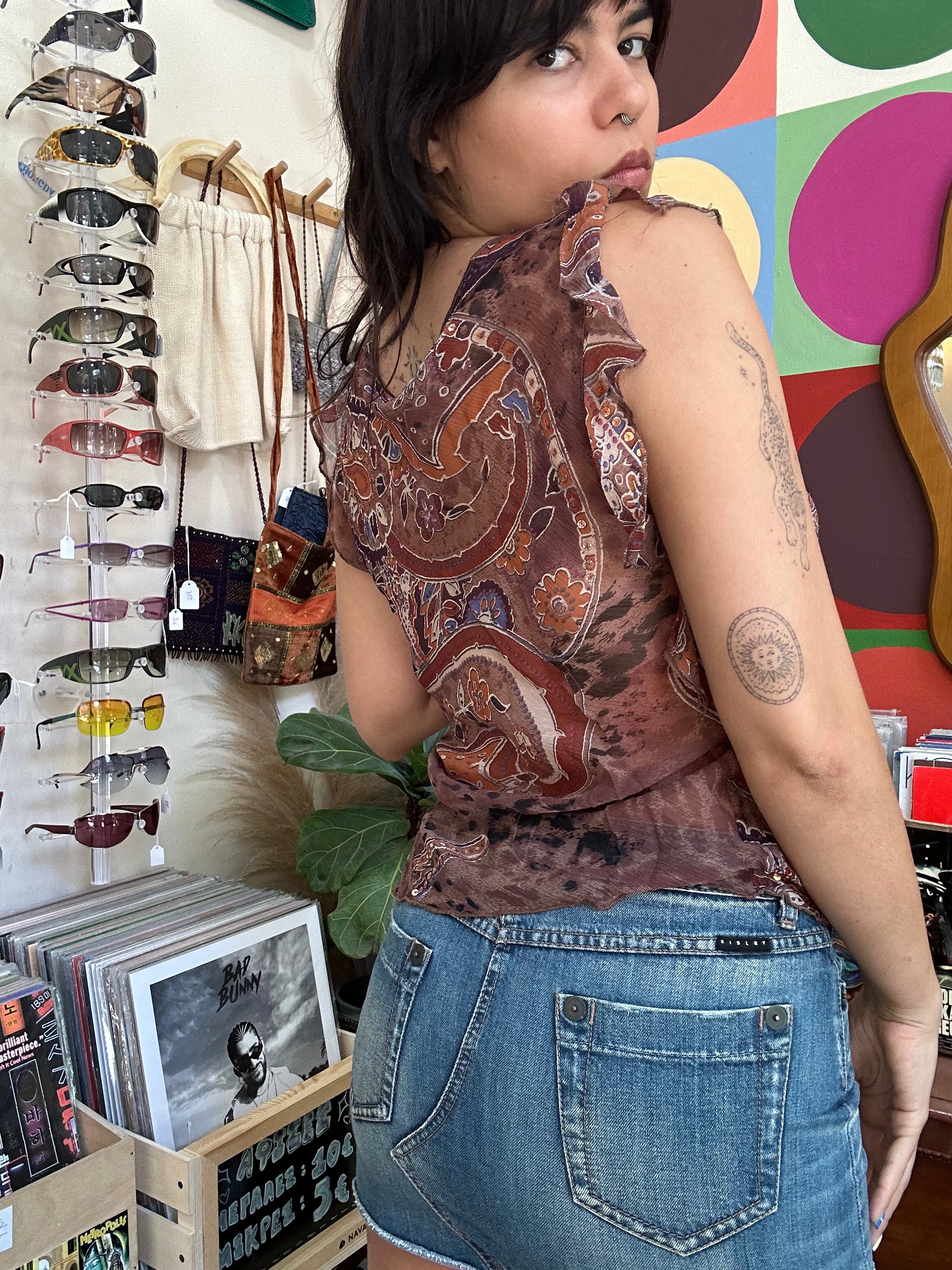 Vintage 100% silk see-through top (M/L)