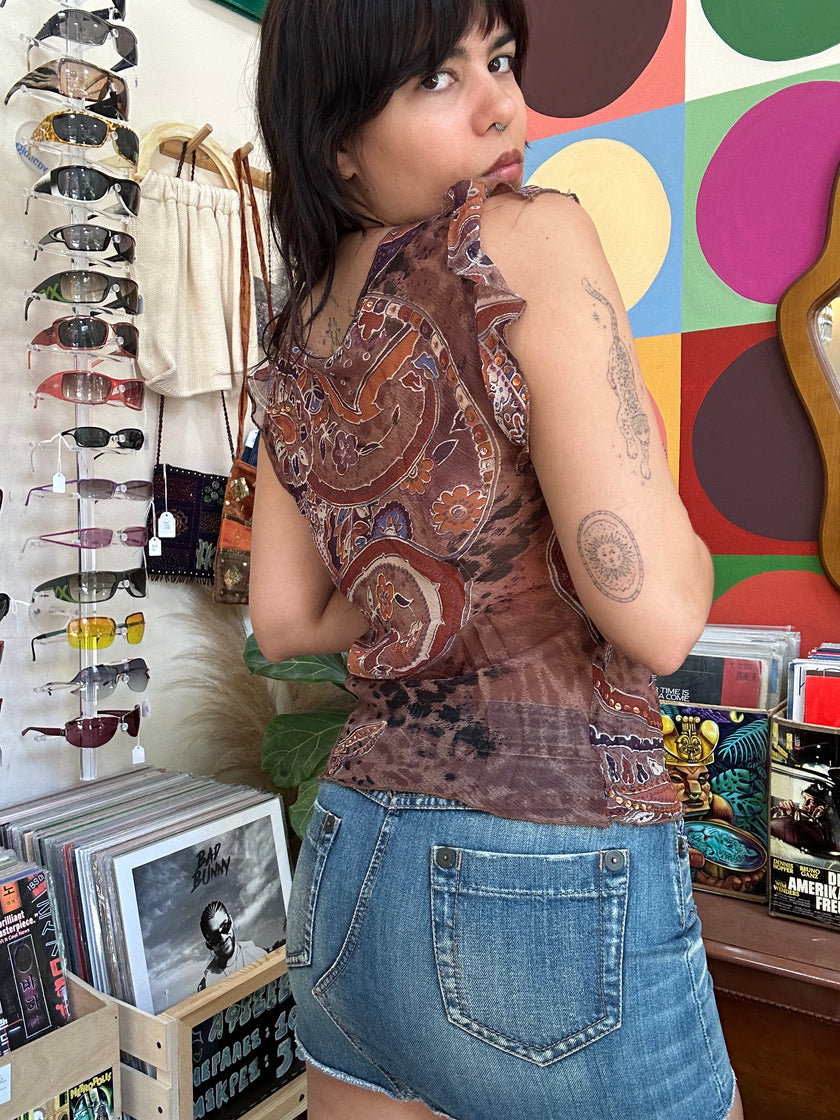 Vintage 100% silk see-through top (M/L)