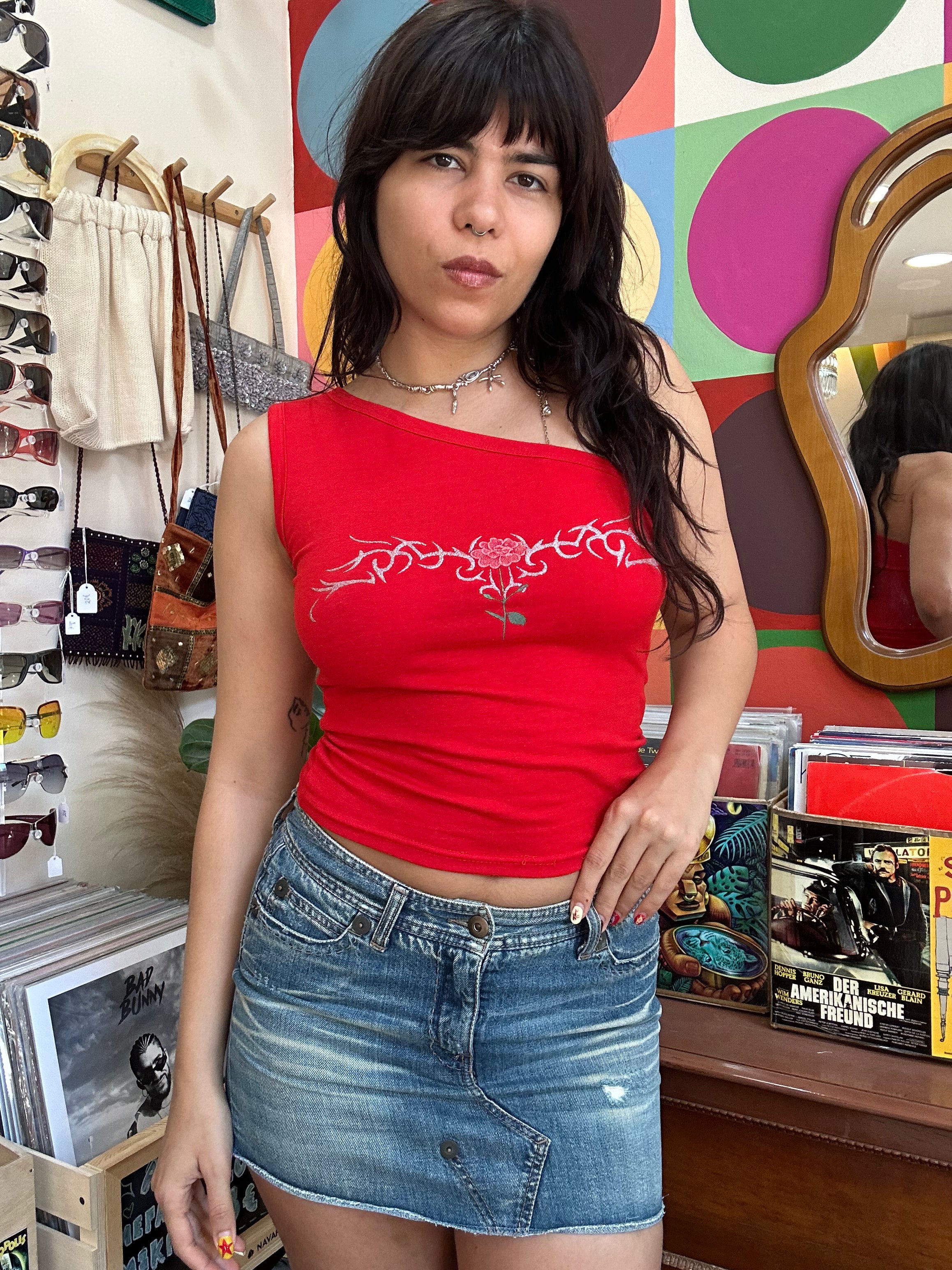 Stunning one soulder Y2K top (M/L)