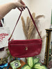 Vintage red leather shoulder bag