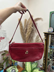 Vintage red leather shoulder bag