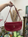 Vintage red leather shoulder bag