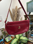 Vintage red leather shoulder bag