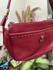 Vintage red leather shoulder bag