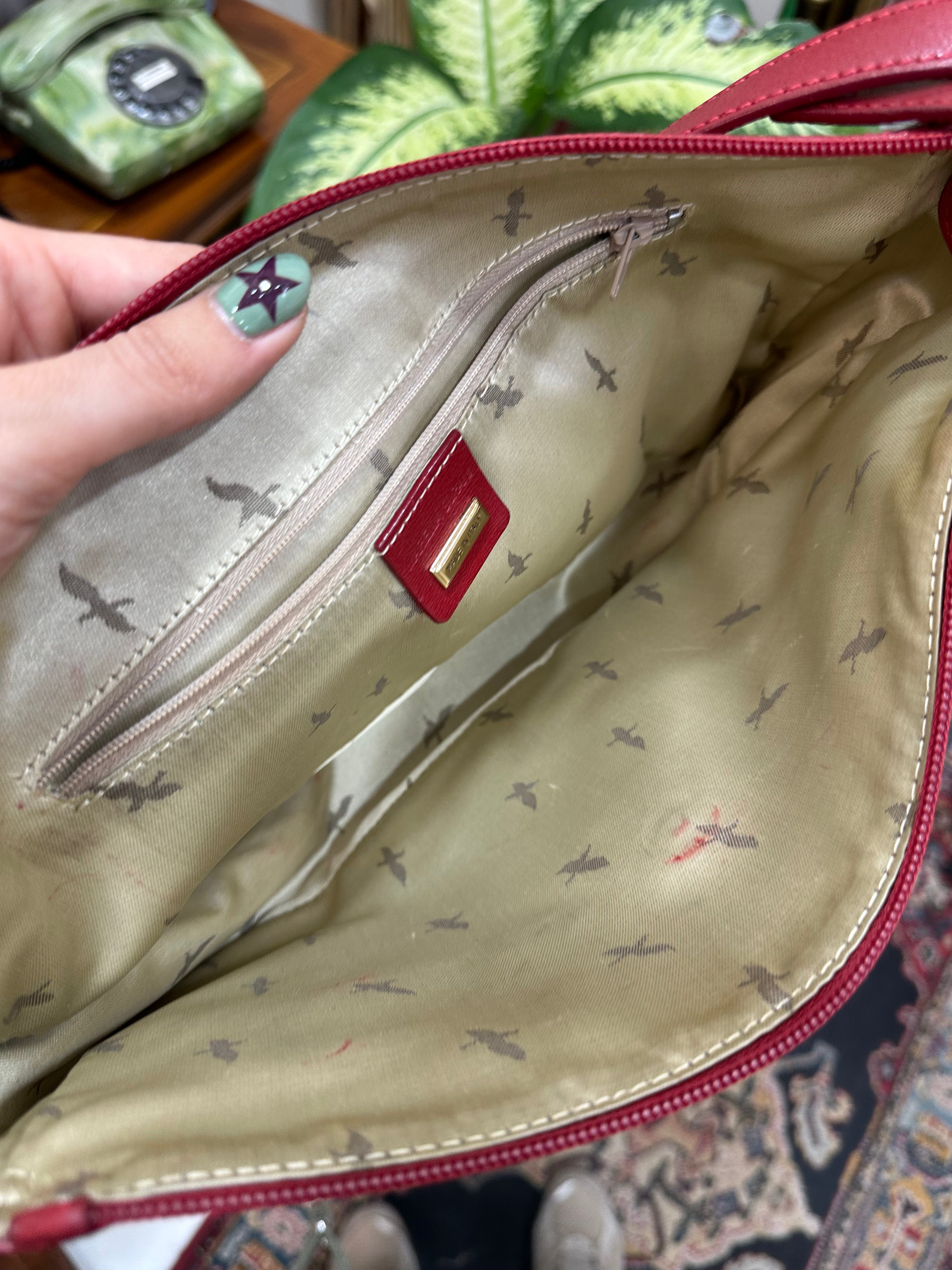 Vintage red leather shoulder bag