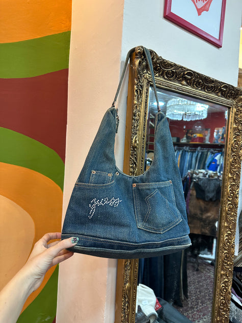 Vintage-Style Denim Shoulder Bag