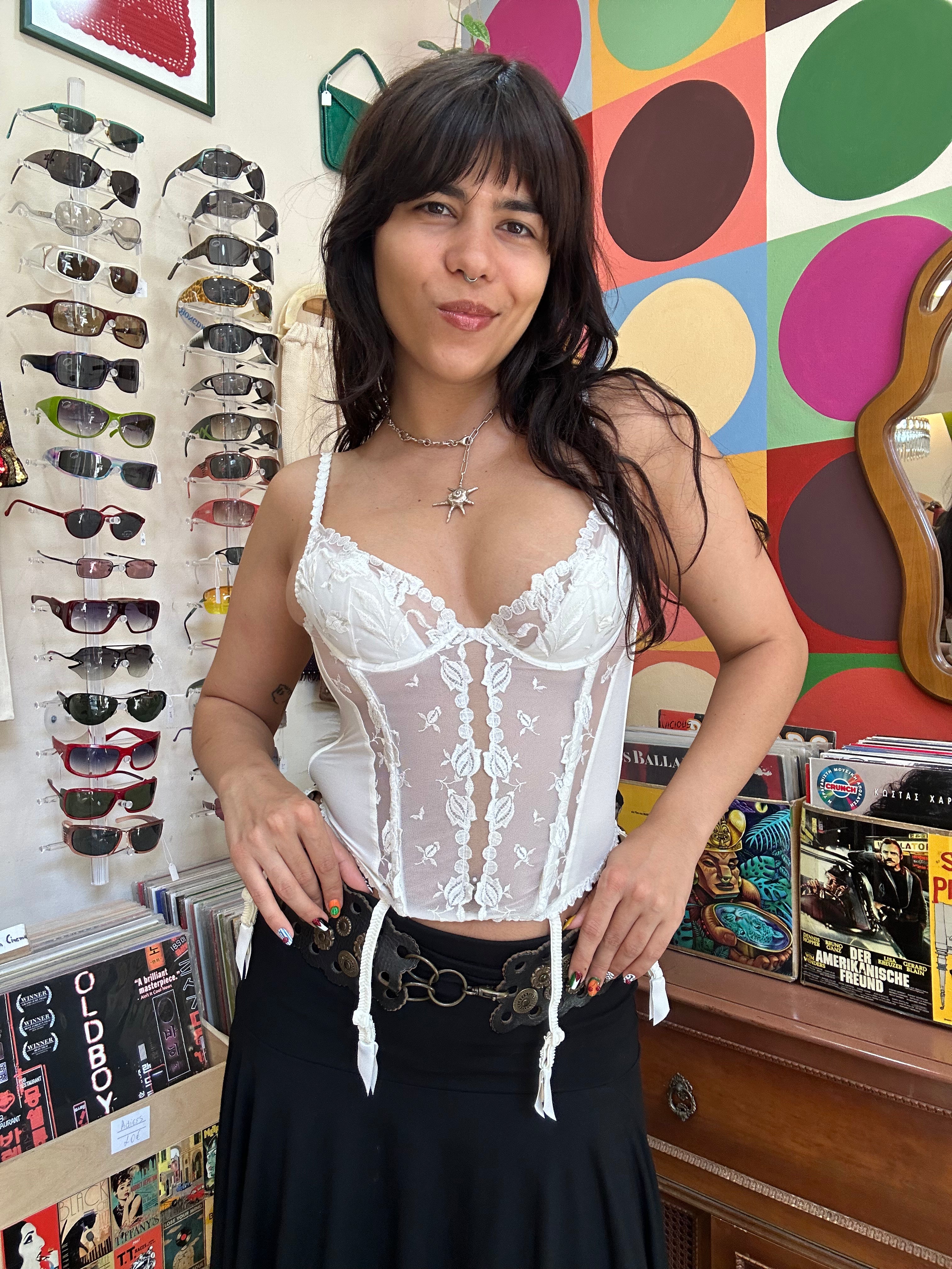 Super hot vintage lacy corset top (75B)