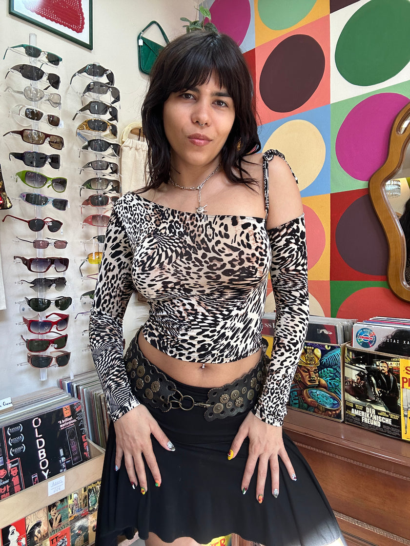 Stunning leopard print Y2K top (S/M)