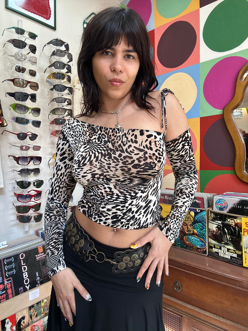 Stunning leopard print Y2K top (S/M)