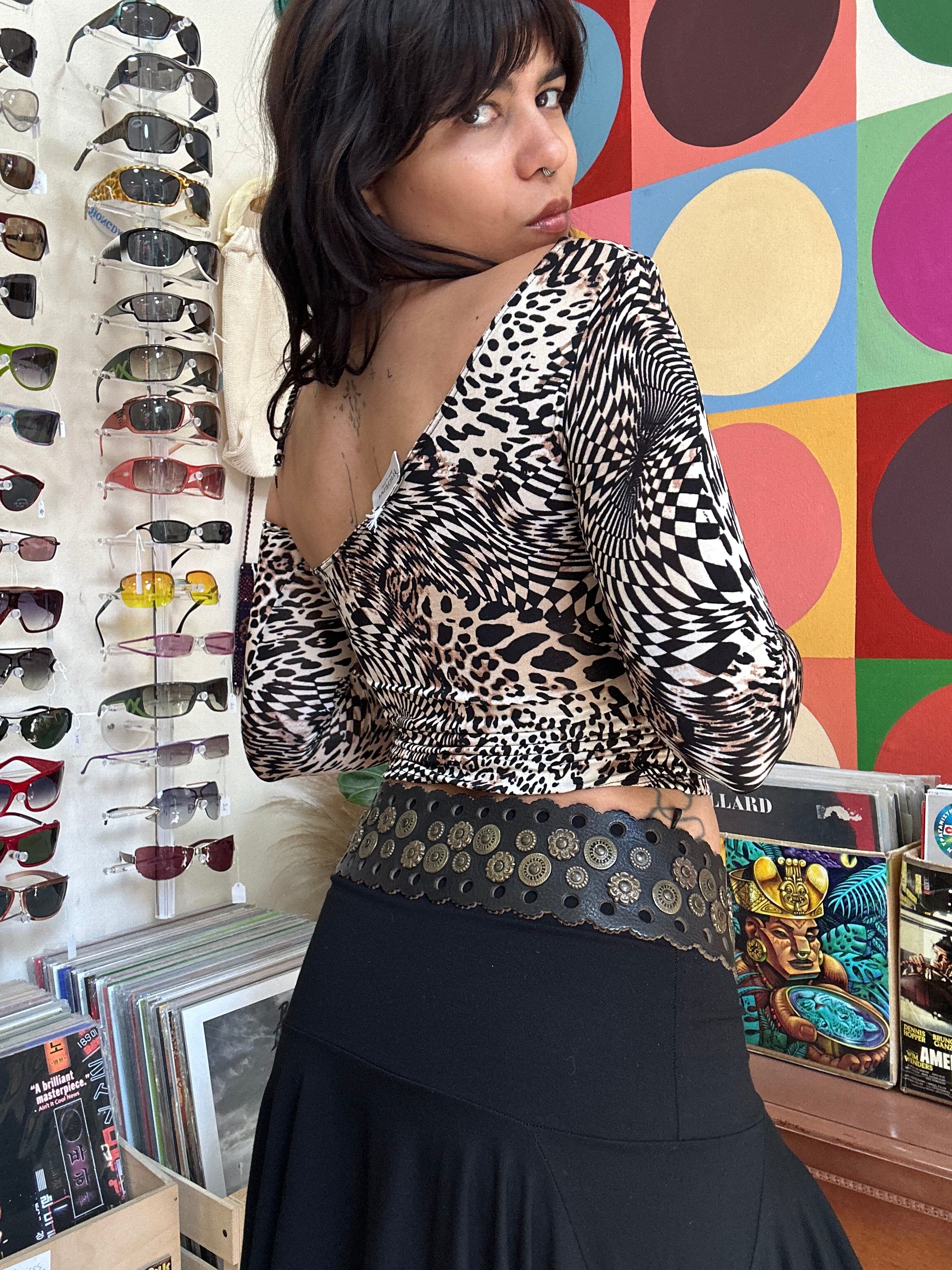 Stunning leopard print Y2K top (S/M)