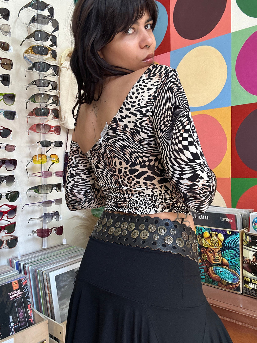 Stunning leopard print Y2K top (S/M)