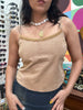 Penny Pull leather top with knit back(M)
